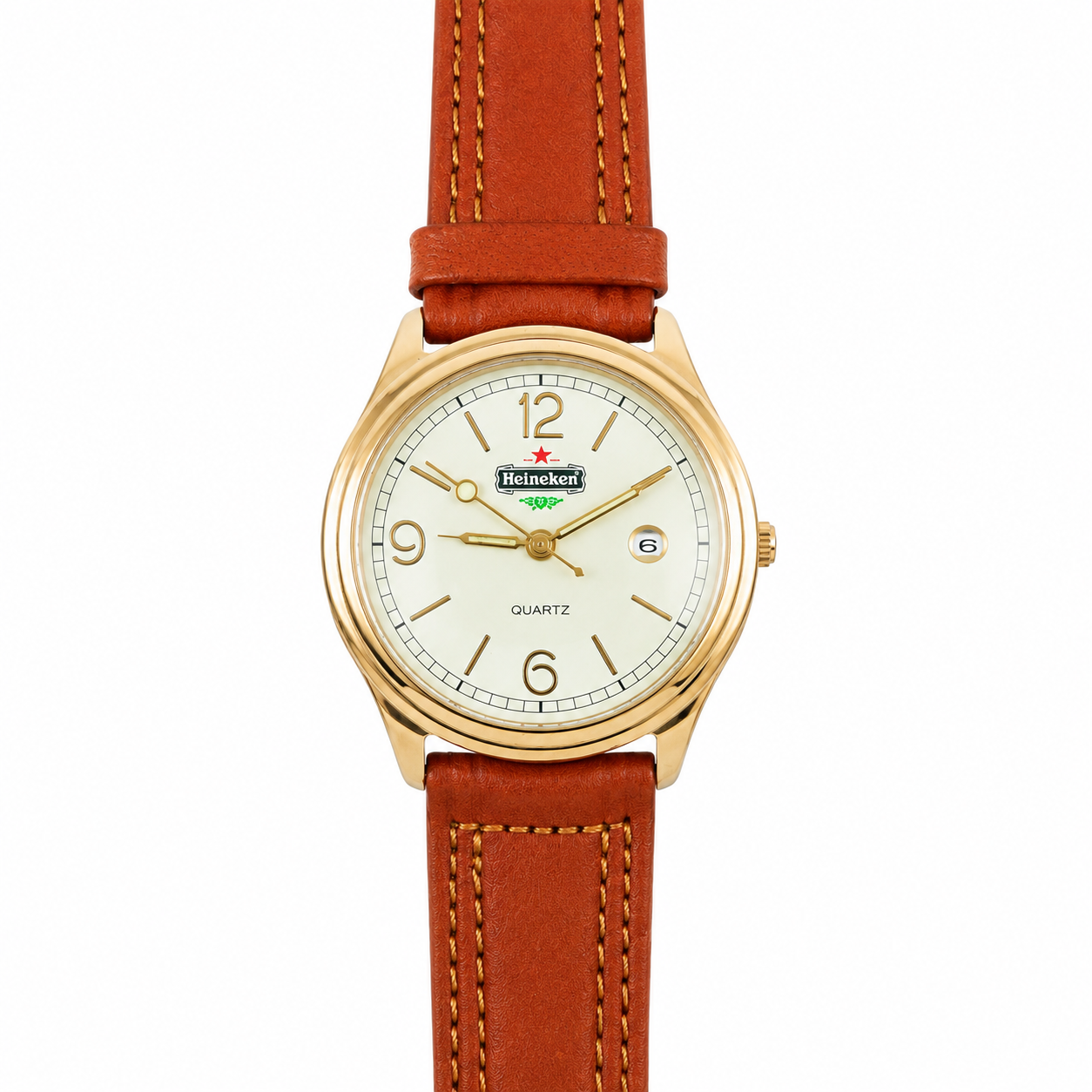 Orologio Heineken Quartz Gold – Cinturino in Pelle Cognac