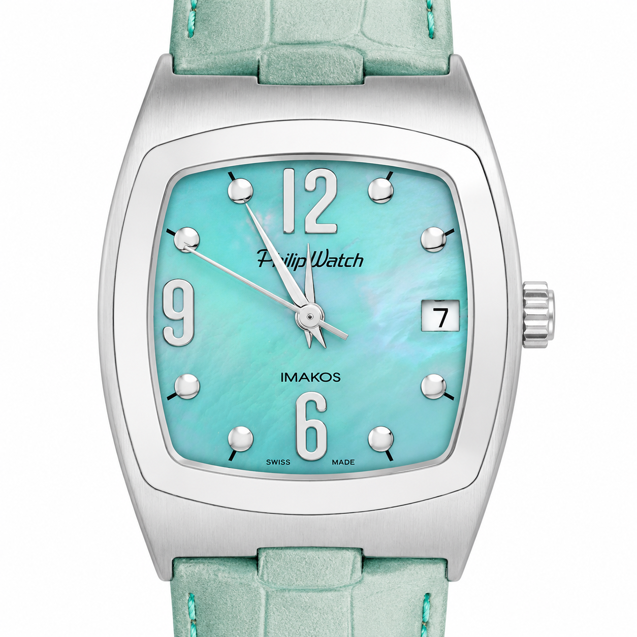 Orologio Philip Watch Imakos Swiss Made - Quadrante Madreperla Turchese e Cinturino Verde Acqua