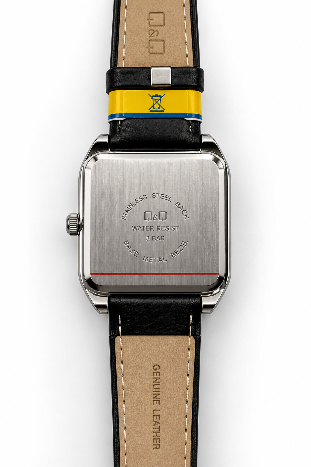 Q&Q Quartz – Orologio Donna Cassa Rettangolare Silver Cristalli Angoli Quadrante Nero Water Resist | Cinturino Nero o Bianco