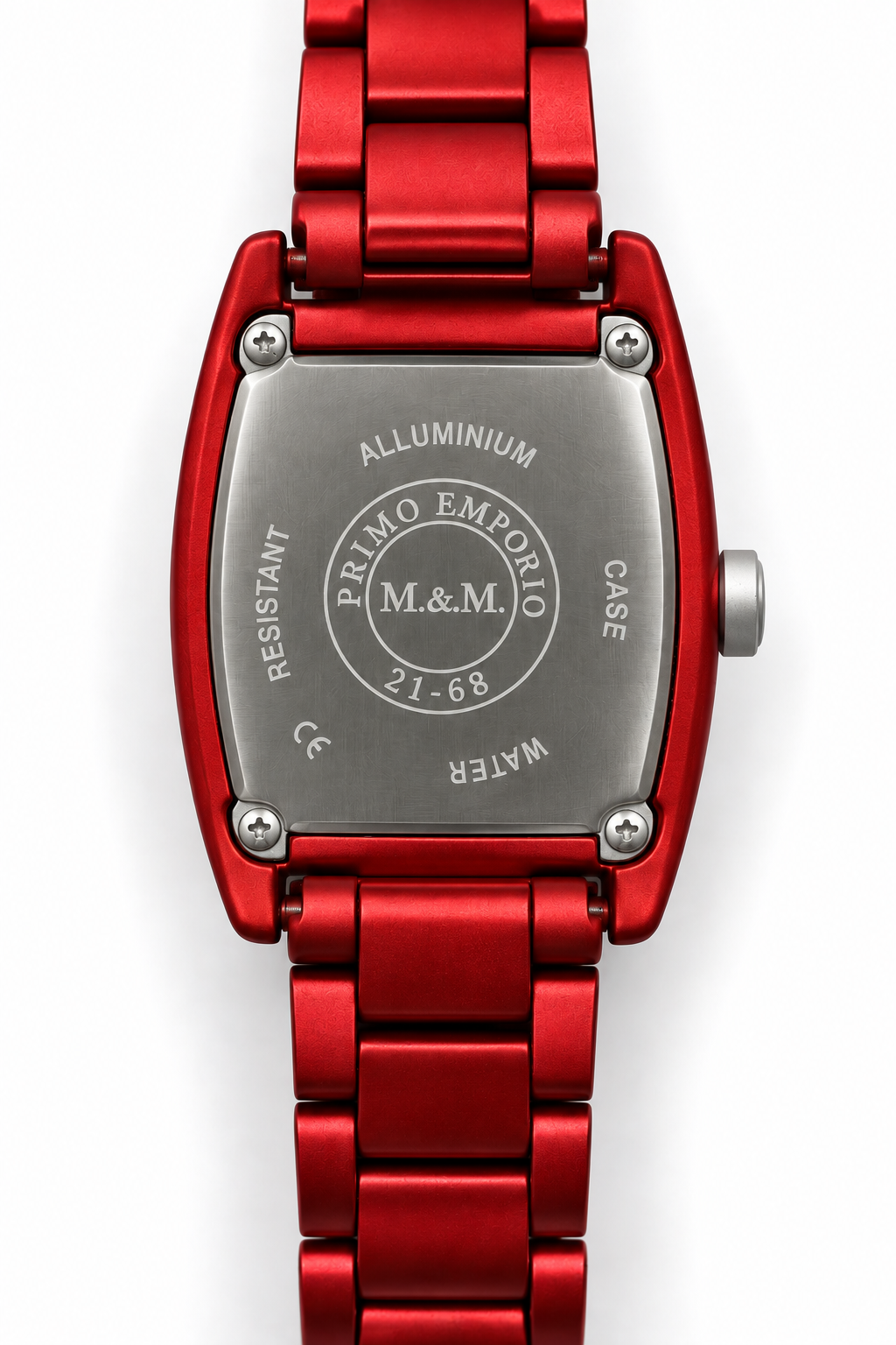 M.&M. Primo Emporio – Orologio Unisex Alluminio Anodizzato Cassa Tonneau Quarzo | Blu, Rosso o Giallo