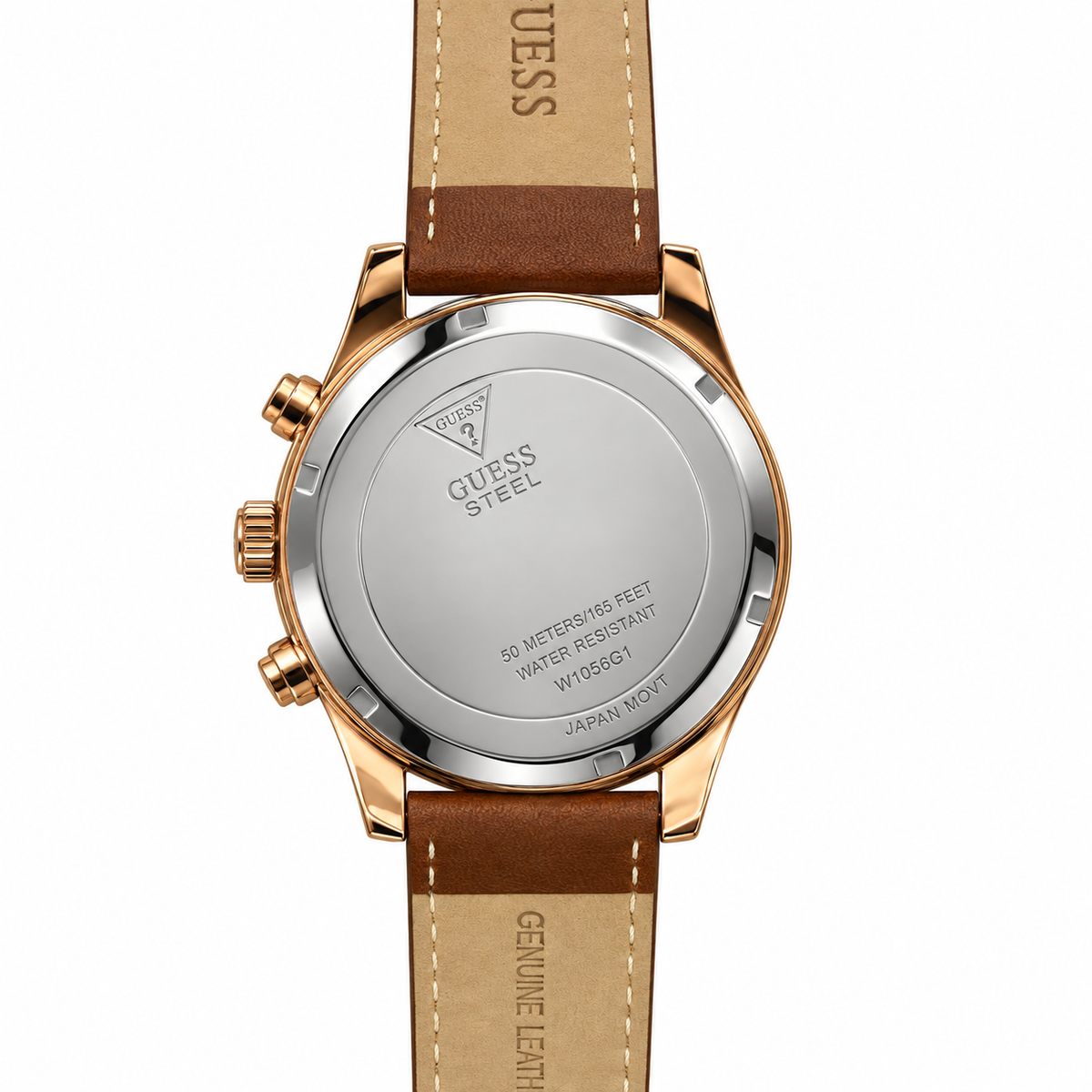Orologio Guess W1056G1 con quadrante blu, cassa dorata e cinturino in pelle marrone