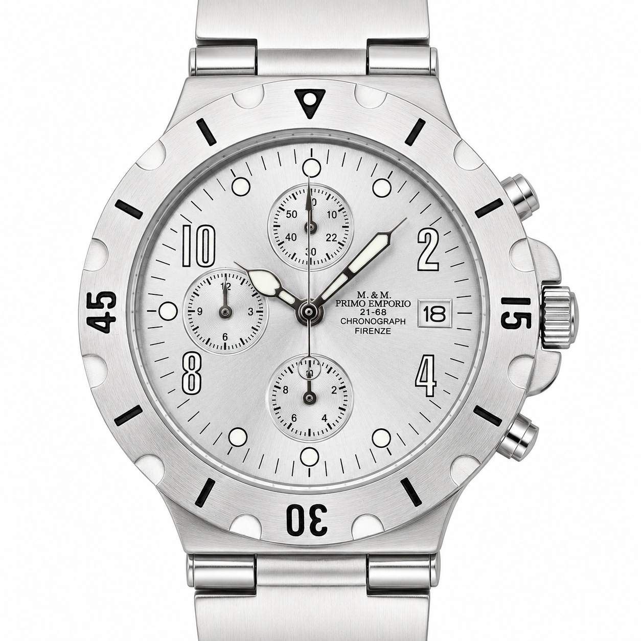 Orologio M&M Primo Emporio 21-68 Chronograph Firenze - Total White con Bracciale in Acciaio