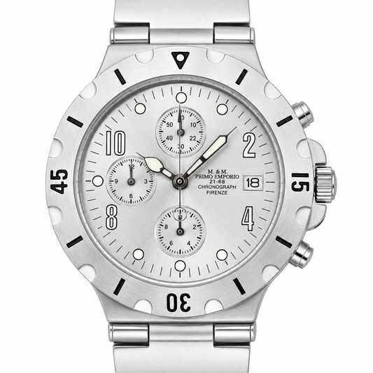 Orologio M&M Primo Emporio 21-68 Chronograph Firenze - Total White con Bracciale in Acciaio
