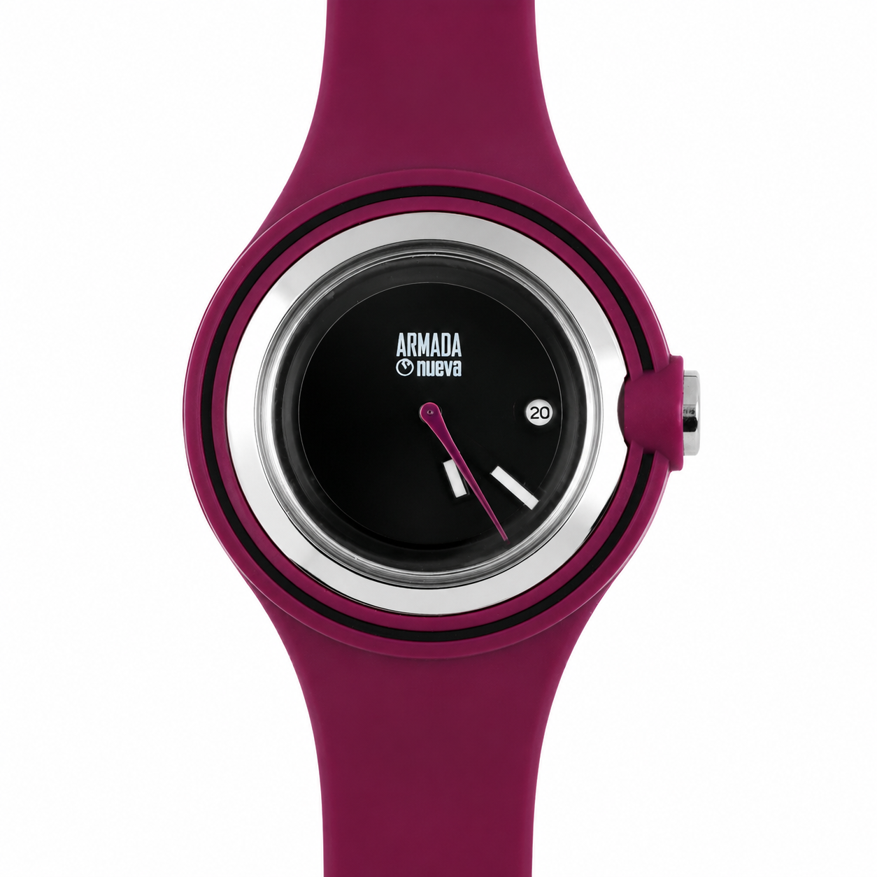 Armada Nueva orologio sport minimal quadrante nero cinturino silicone bordeaux con data