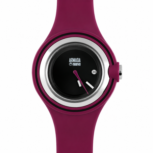 Armada Nueva orologio sport minimal quadrante nero cinturino silicone bordeaux con data