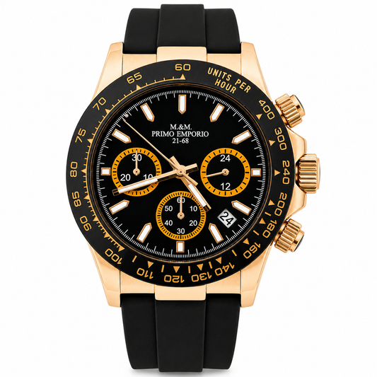 M&M Primo Emporio Sport Chrono 21-68 – Cassa Ramata Quadrante Nero/Giallo