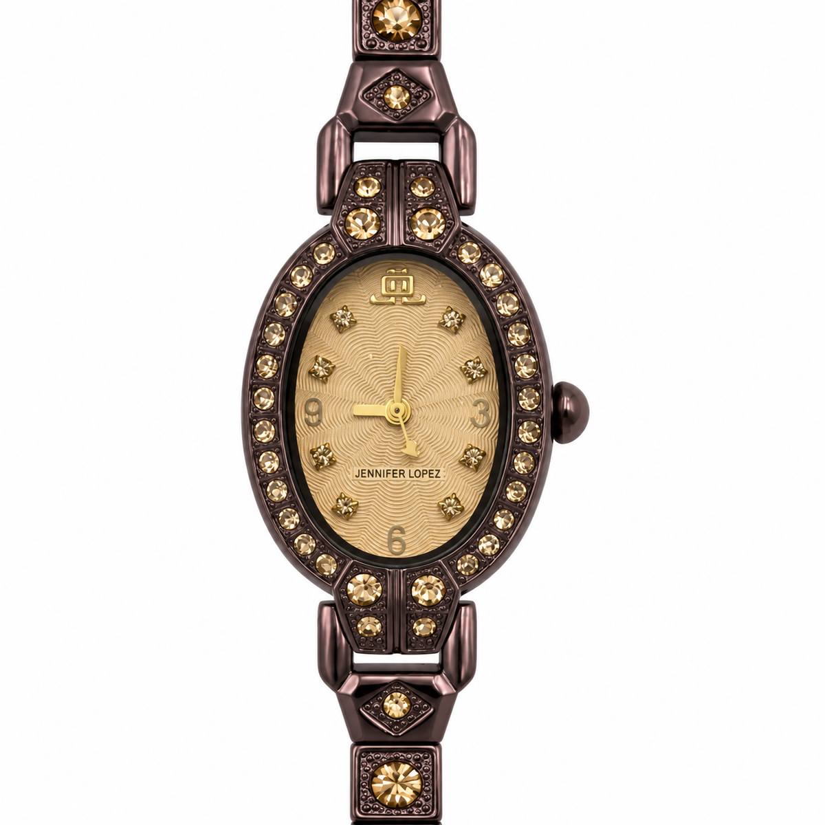 Orologio donna Jennifer Lopez ovale con quadrante dorato e bracciale bronzo scuro