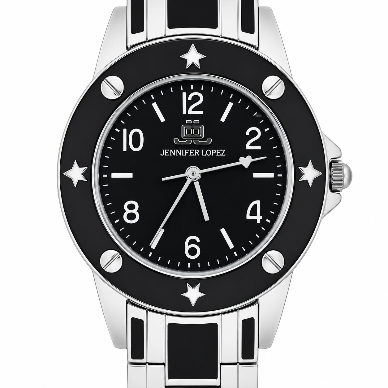 Orologio Jennifer Lopez Star - Lunetta Nera con Stelle Silver e Bracciale Bicolore