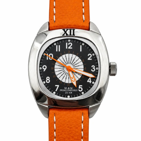 Orologio M&M Primo Emporio 21-68 World Time – Fuso Orario Mondiale, Cinturino Blu o Arancio