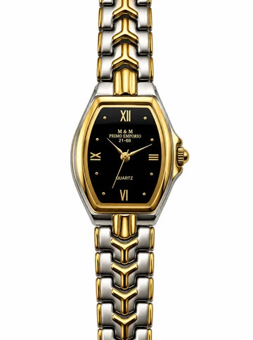 M&M Primo Emporio 21-68 – Orologio Donna Tonneau Gold Bracciale Bicolore Quarzo | Nero o Blu Notte