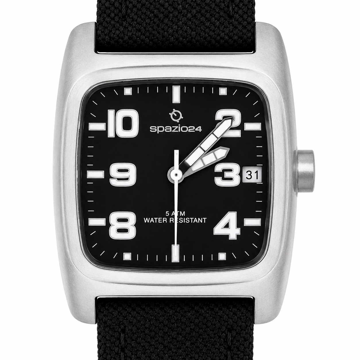 Spazio24 – Orologio Uomo Black Dial 5ATM Cinturino Canvas Nero
