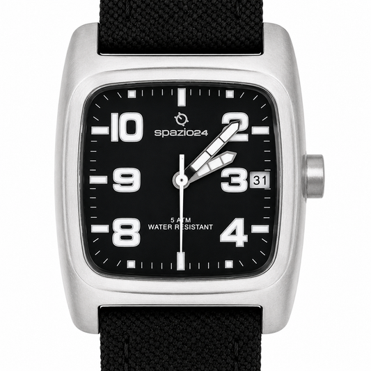 Spazio24 – Orologio Uomo Black Dial 5ATM Cinturino Canvas Nero