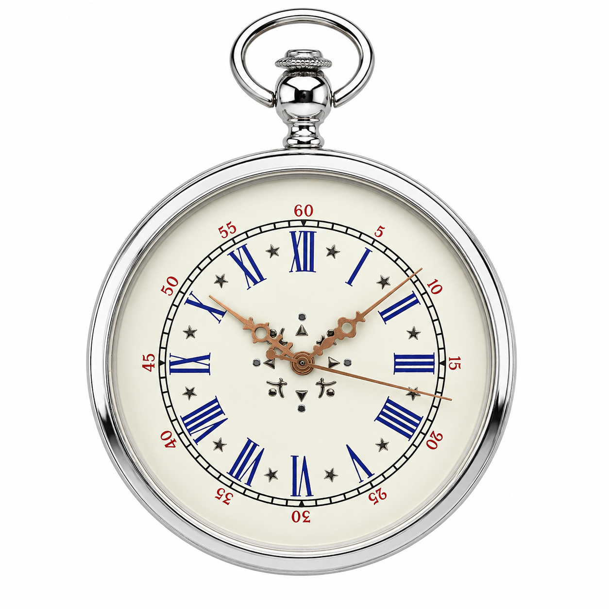 Orologio da Tasca Open-Face – Argentato Numeri Romani Blu e Stelle