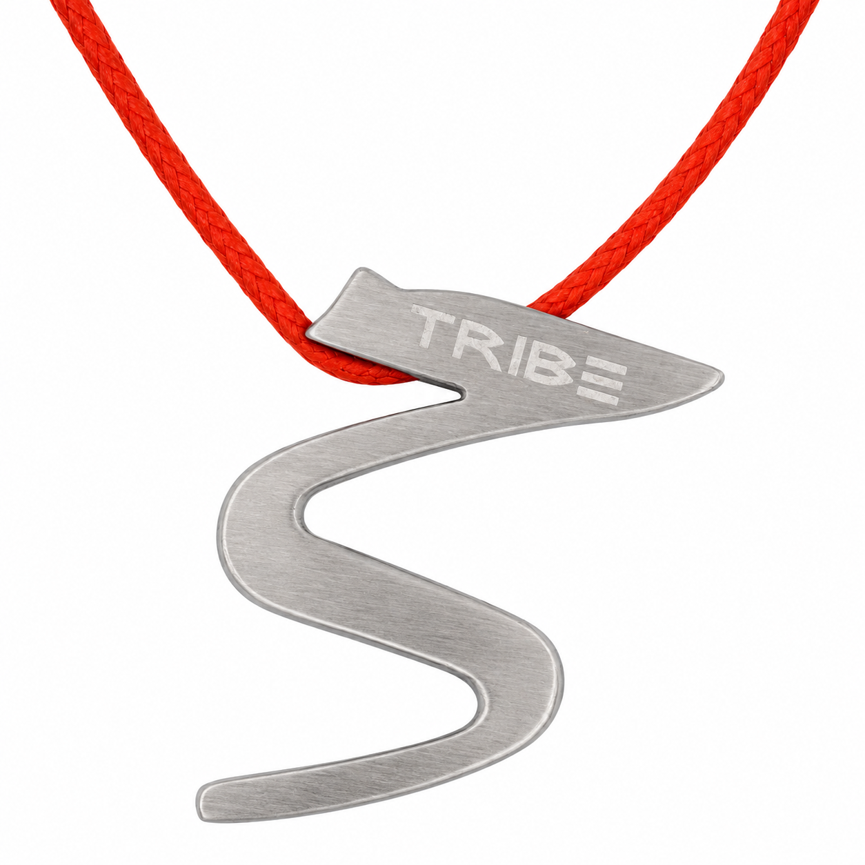 Breil Tribe – Collana Pendente Fulmine Acciaio Spazzolato con Cordino Rosso
