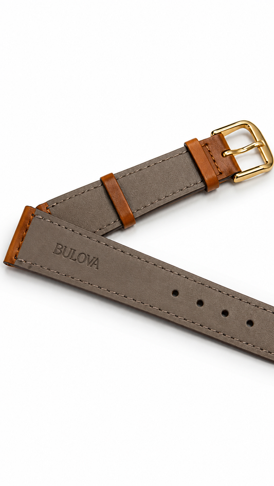 Cinturino Bulova in Pelle Cognac con Fibbia Gold
