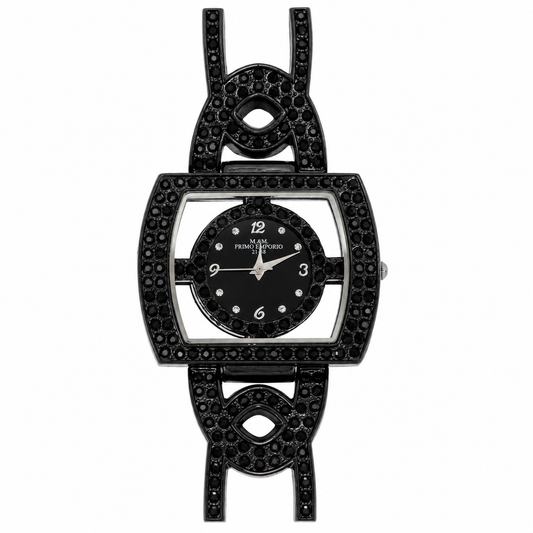 M&M Primo Emporio 21-68 – Orologio Donna Total Black Cristalli Pavé Cassa Scheletrata