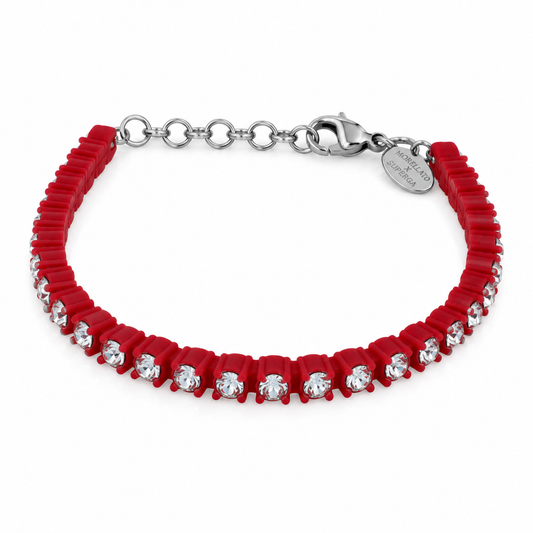 Morellato x Superga – Bracciale Tennis Silicone Borgogna con Cristalli e Chiusura Moschettone