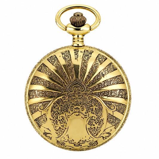 Orologio da Tasca Hunter-Case – Dorato Sole Raggiante Art Nouveau