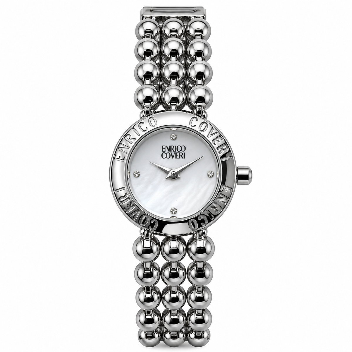 Enrico Coveri – Orologio donna con bracciale a sfere e quadrante rosa, bianco o marrone
