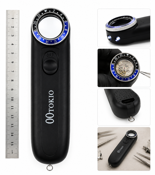 00TOKIO – Lente d'Ingrandimento per Orologiai con Bezel Blu e LED