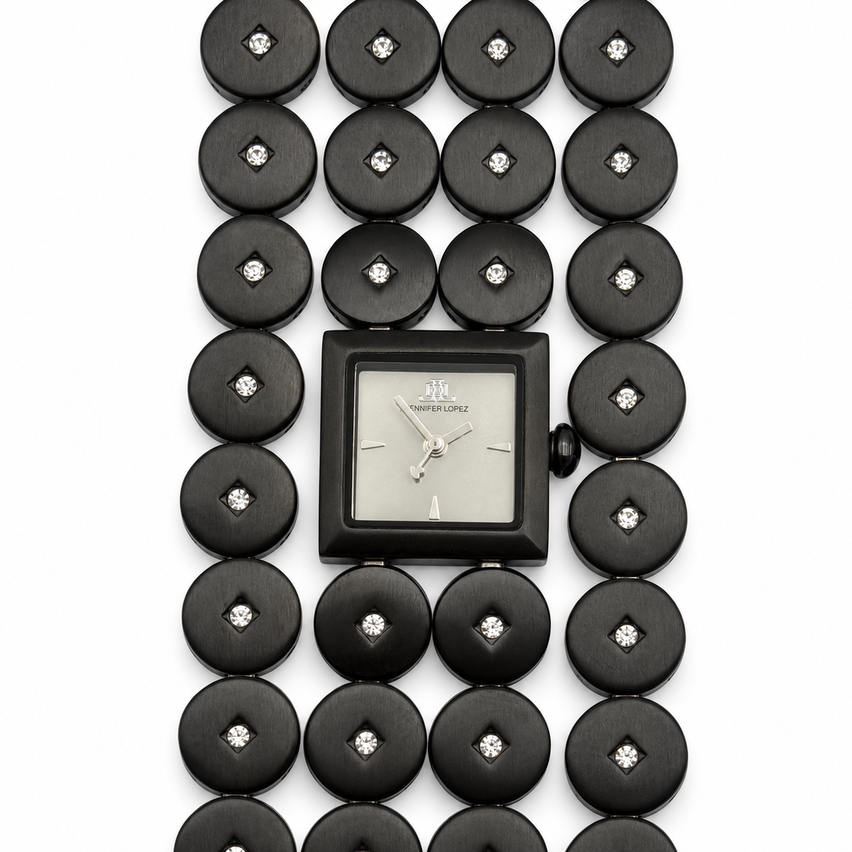 Orologio donna JLO by Jennifer Lopez nero con bracciale a dischi e punti luce
