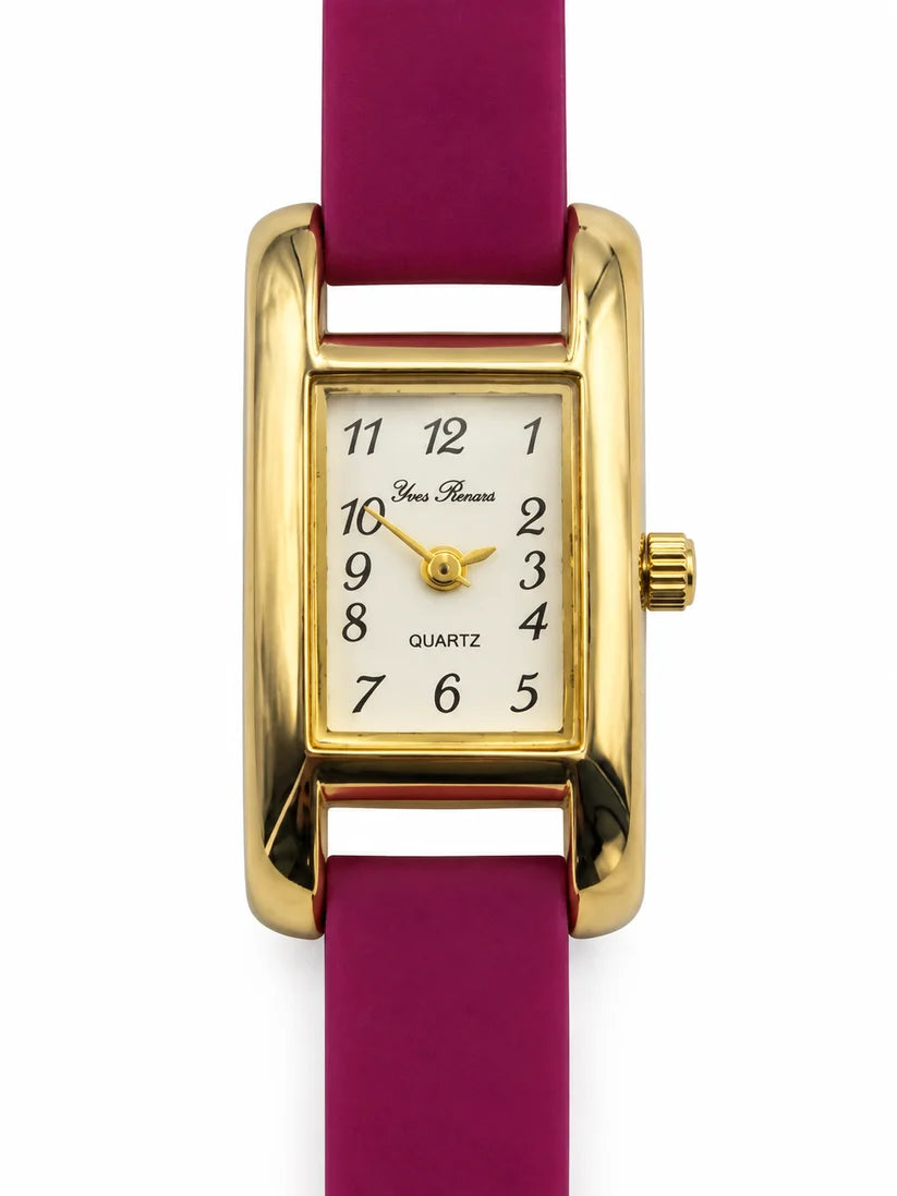 Orologio donna Yves Renoir rettangolare dorato con cinturino colorato