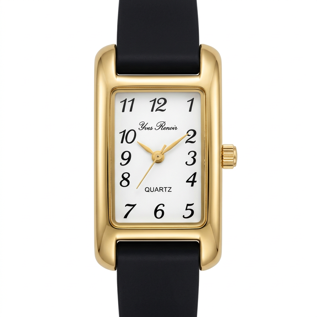 Orologio donna Yves Renoir rettangolare dorato con cinturino colorato