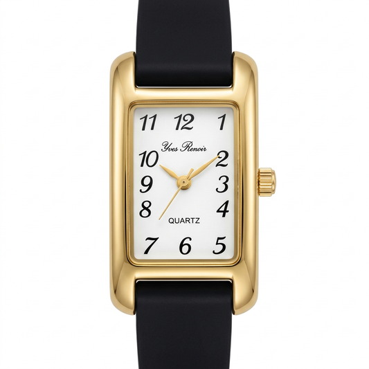 Orologio donna Yves Renoir rettangolare dorato con cinturino colorato