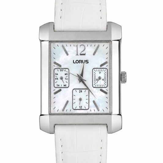 Lorus — Orologio Donna Multifunzione Madreperla Cinturino Bianco