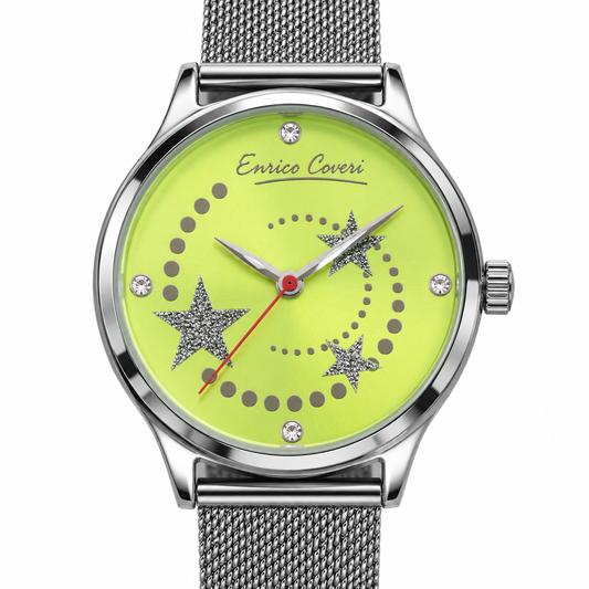 Orologio Enrico Coveri con stelle | Quadrante verde lime o bianco