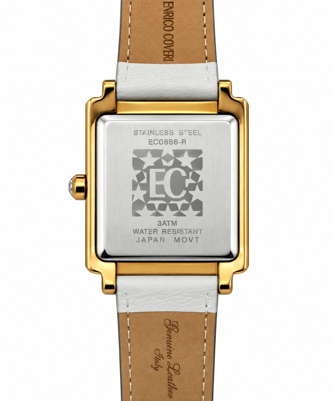 Enrico Coveri – Orologio Donna Full Pavé Cristalli Numeri Romani Rose Gold Cinturino Bianco