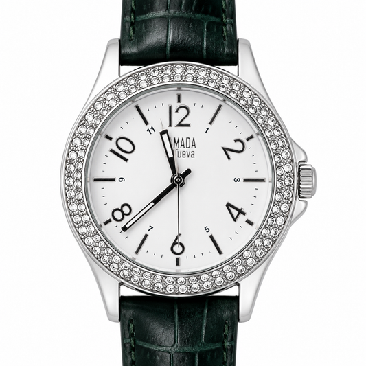 Orologio Armada Nueva Crystal - Lunetta con Doppia Fila di Cristalli e Cinturino Verde Scuro