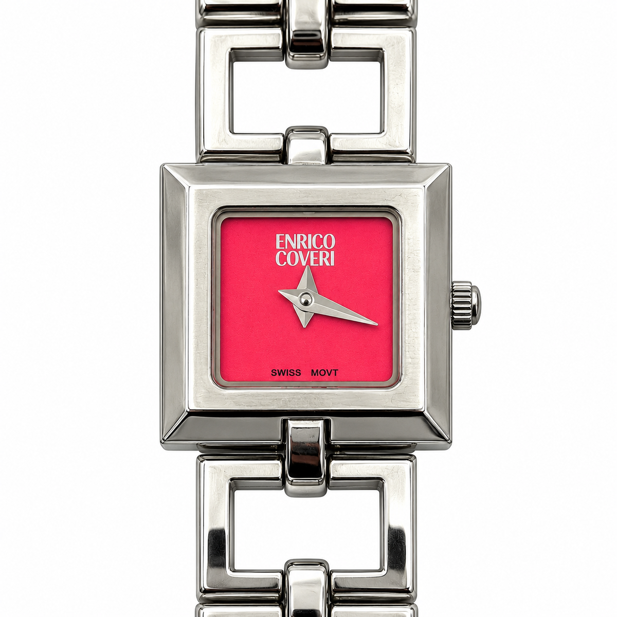 Enrico Coveri – Orologio Donna Quadrato Fucsia Swiss Movement Bracciale a Maglie