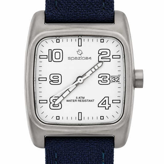 Spazio24 – Orologio Uomo White Dial 5ATM Cinturino Canvas Navy