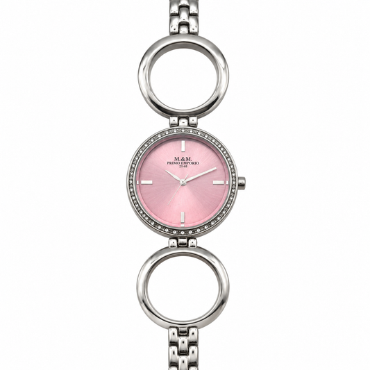 M.&M. Primo Emporio 21-68 — Orologio Donna Quarzo Rosa Bracciale Anelli Argento