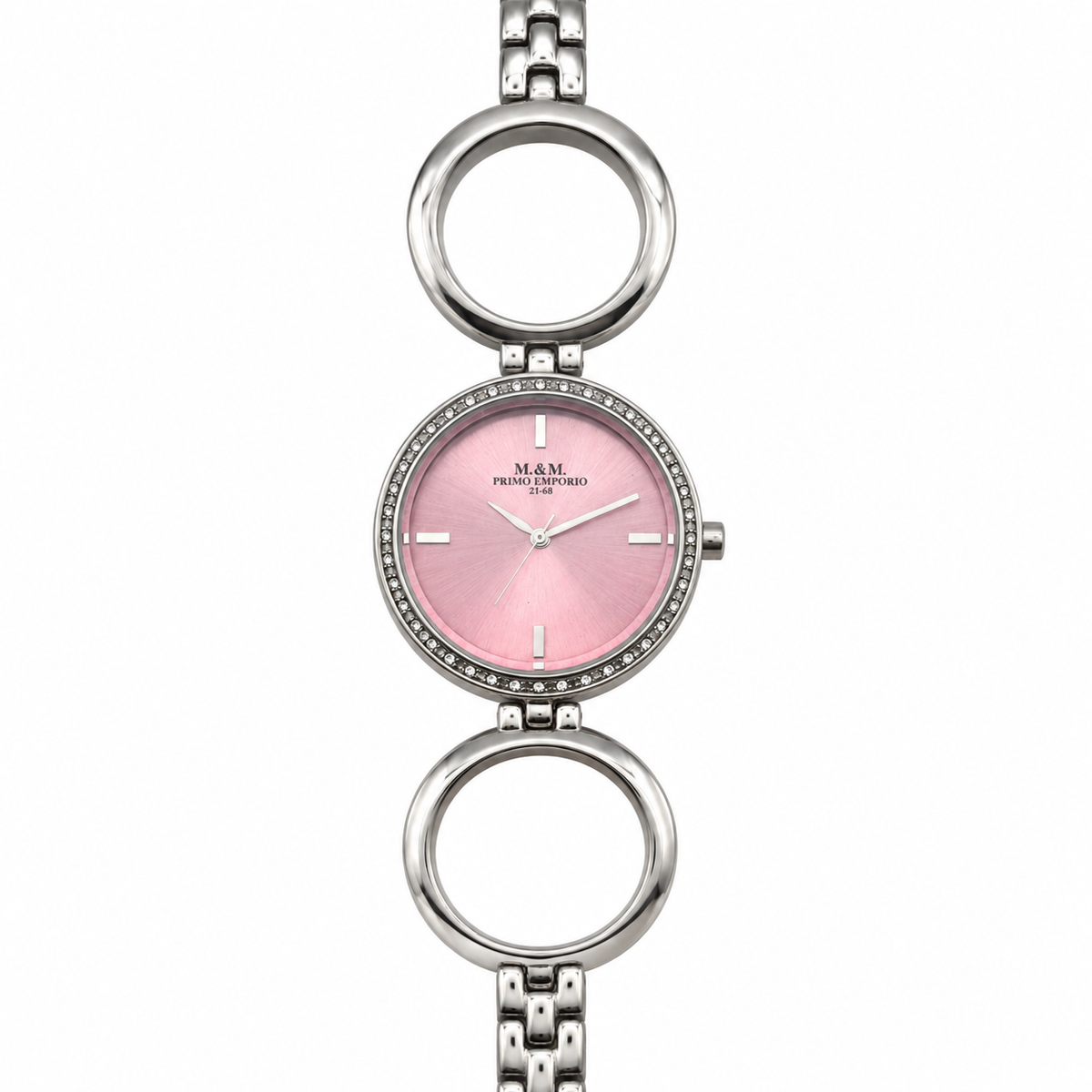 M.&M. Primo Emporio 21-68 — orologio donna quarzo quadrante rosa bracciale anelli argento cristalli