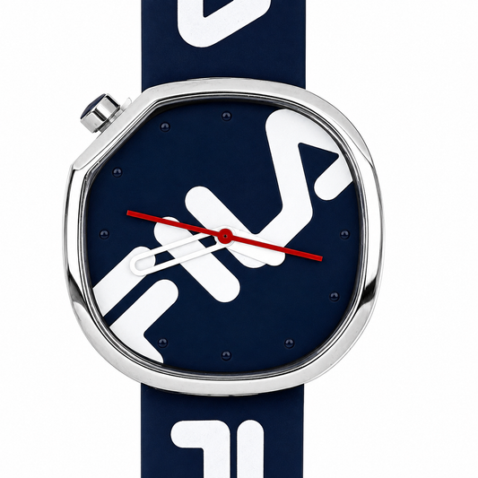 FILA Orologio Unisex – Maxi Logo F Quadrante Blu Navy Cassa Squadrata