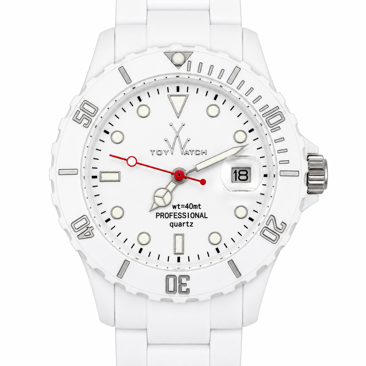 Orologio ToyWatch Professional Quartz Total White - Lunetta Girevole e Bracciale in Silicone