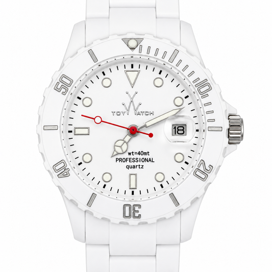 Orologio ToyWatch Professional Quartz Total White - Lunetta Girevole e Bracciale in Silicone