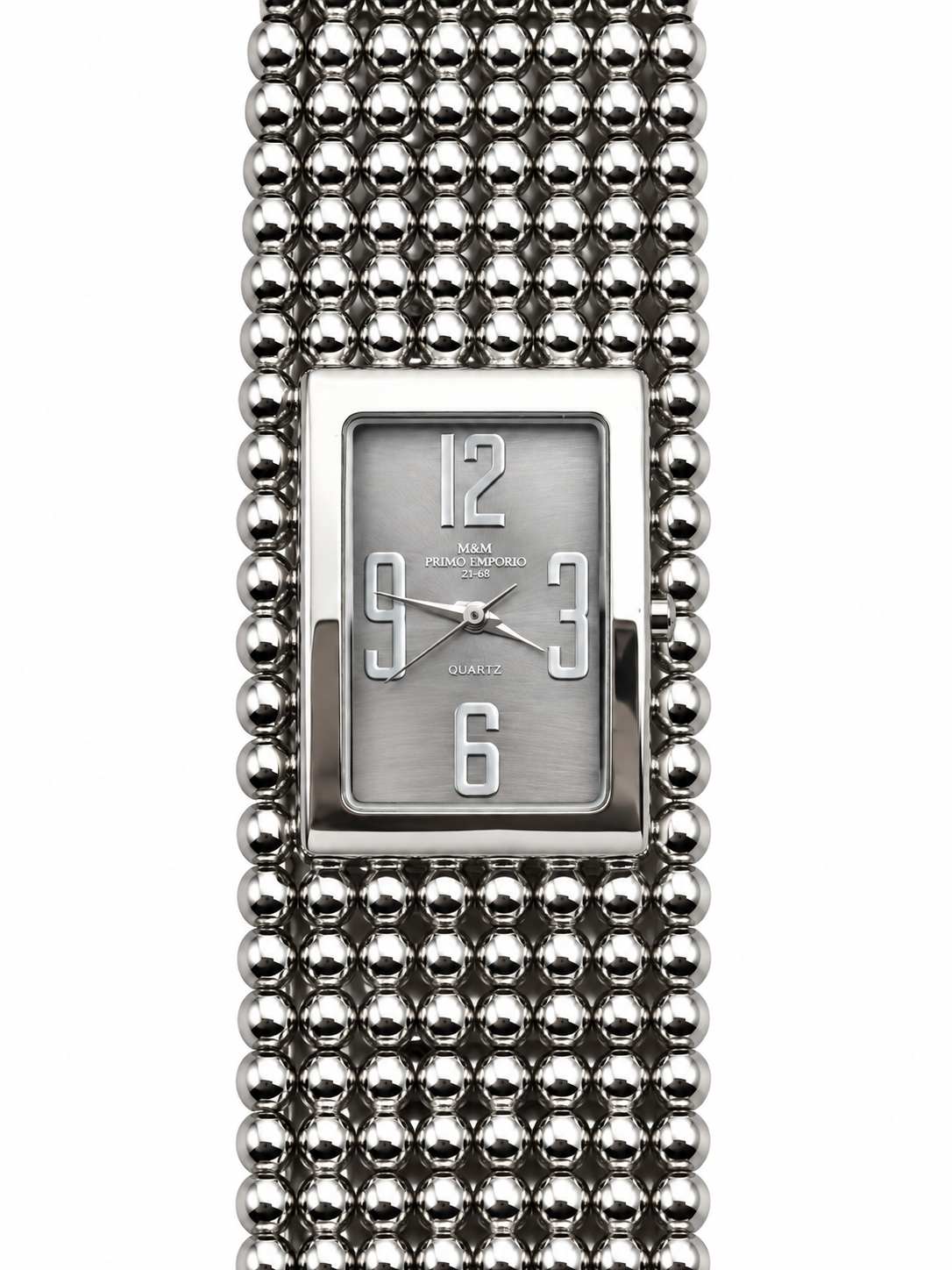 Orologio M&M Primo Emporio 21-68 con quadrante grigio e bracciale argentato a sfere