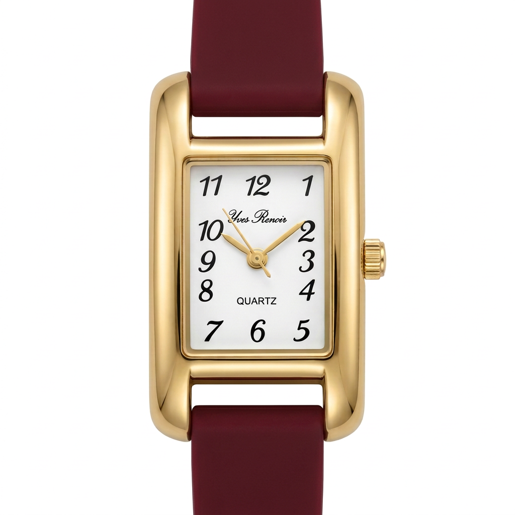 Orologio donna Yves Renoir rettangolare dorato con cinturino colorato