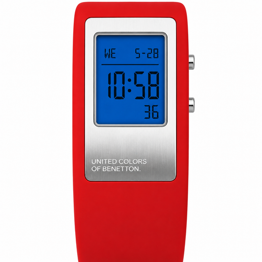 United Colors of Benetton Orologio Digitale – Total Red Cassa Specchio Display Retroilluminato Blu