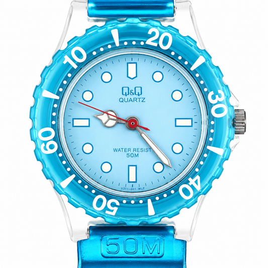 Q&Q Quartz V311 – Orologio Sport Water Resist 50M Lunetta Graduata Quarzo Giapponese | Turchese o Rosa
