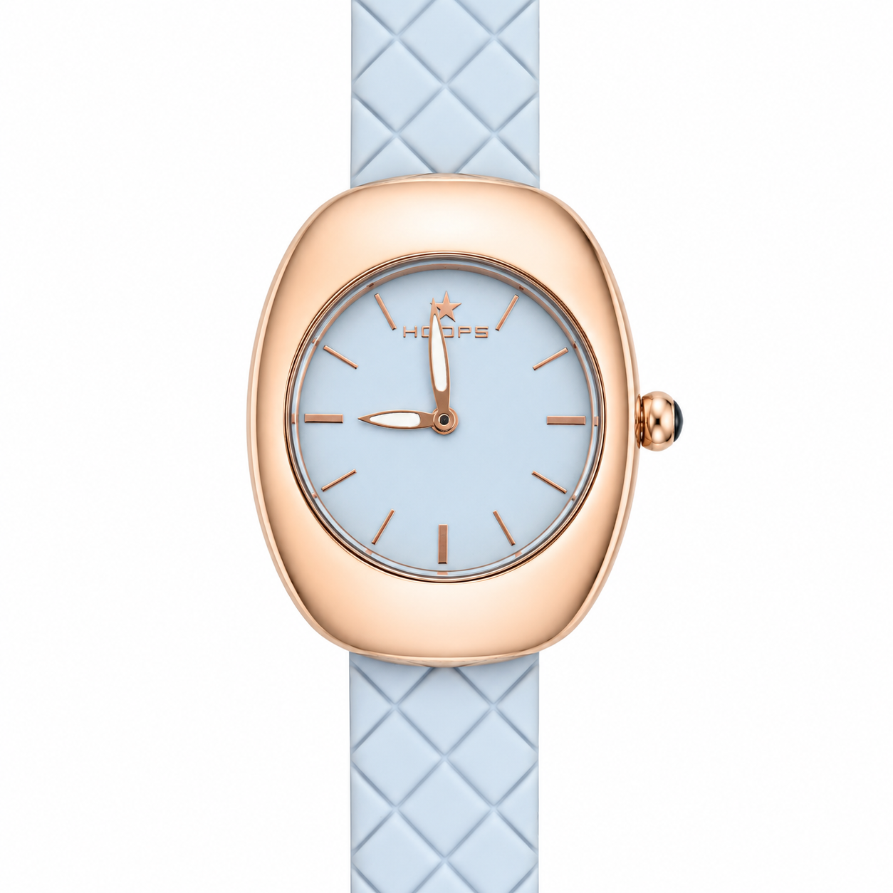 Orologio Hoops Oval Rose Gold - Quadrante Azzurro e Cinturino in Silicone Trapuntato