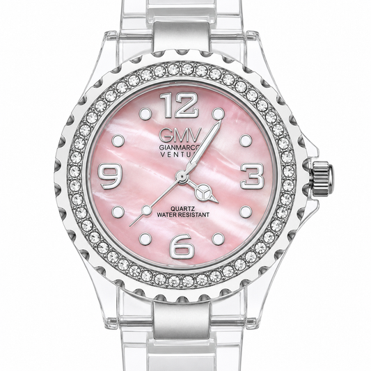 Orologio Gianmarco Venturi GMV Crystal - Lunetta con Doppia Fila di Cristalli e Bracciale Trasparente