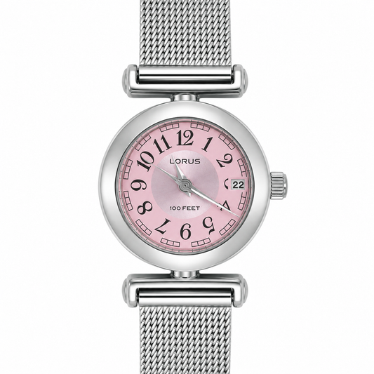 Lorus 100 Feet – Orologio Donna Quadrante Rosa Cinturino Mesh