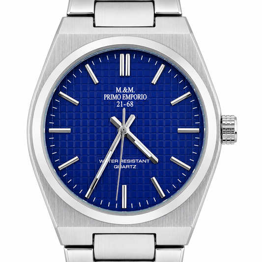 M.&M. Primo Emporio 21-68 – Dress Watch Quarzo Quadrante Blu Bracciale Acciaio