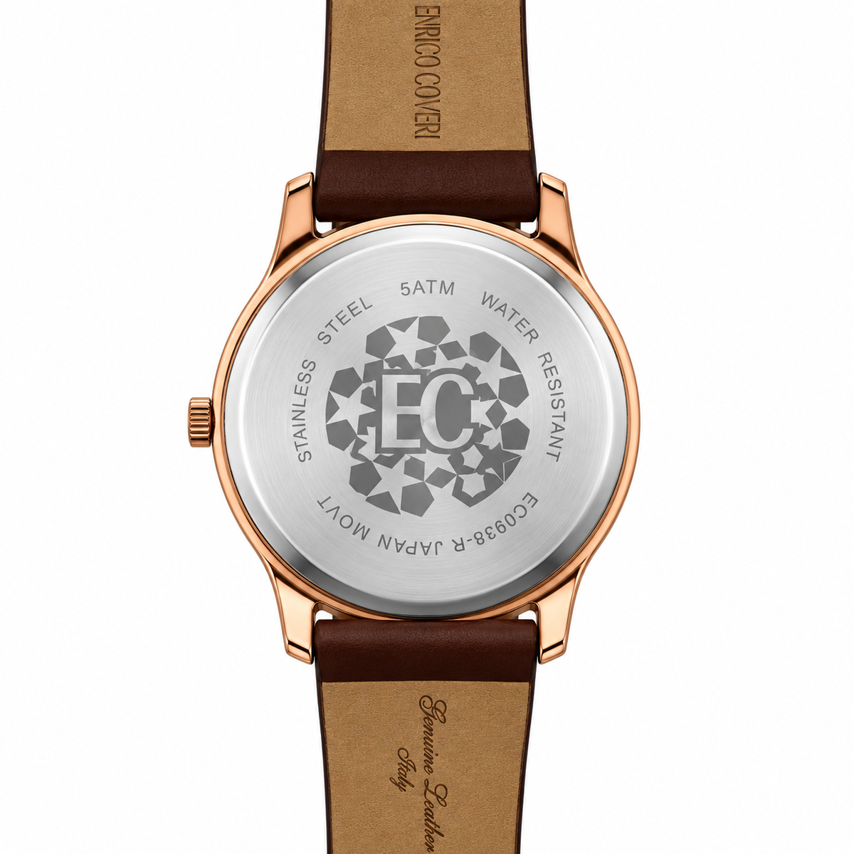 Enrico Coveri – Orologio Donna Stelle Glitter Quadrante Cioccolato Rose Gold Cinturino Marrone