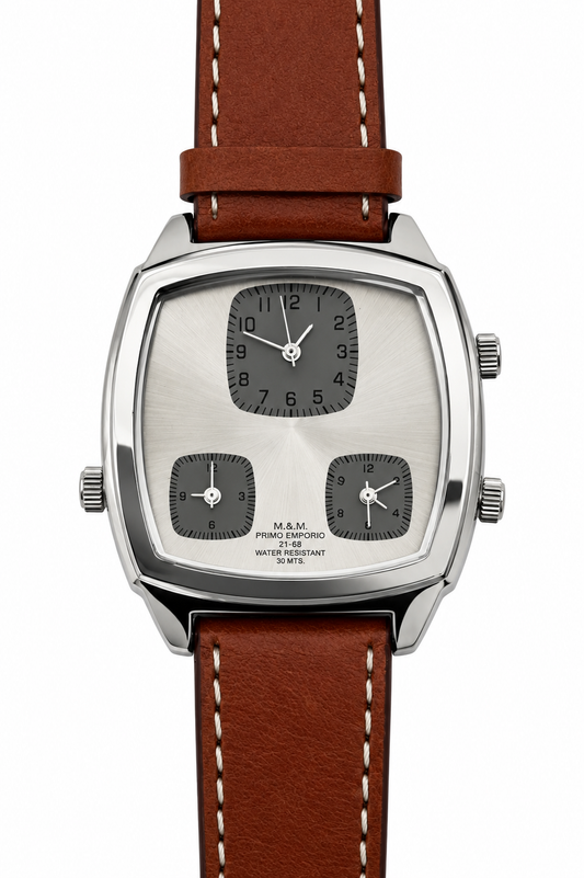 M&M Primo Emporio Triple Time Zone 21-68 – Tre Fusi Orari | Cinturino Pelle Marrone o Bianco