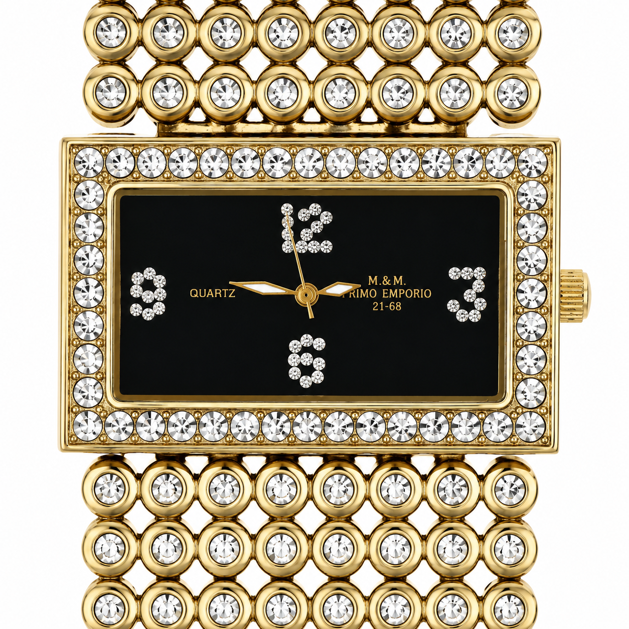 M&M Primo Emporio 21-68 Orologio Donna Rettangolare Oro Cristalli Quartz